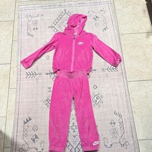 Nike Bright Pink Velour Hoodie & Joggers Set